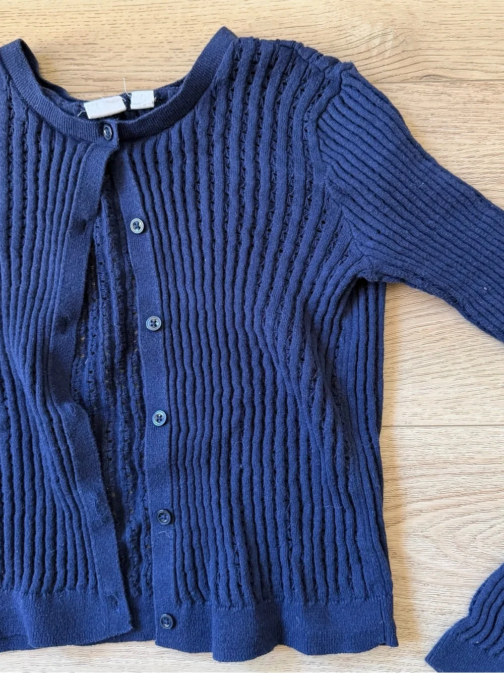 GAP Navy Ribbed Button-Up Kids Cardigan